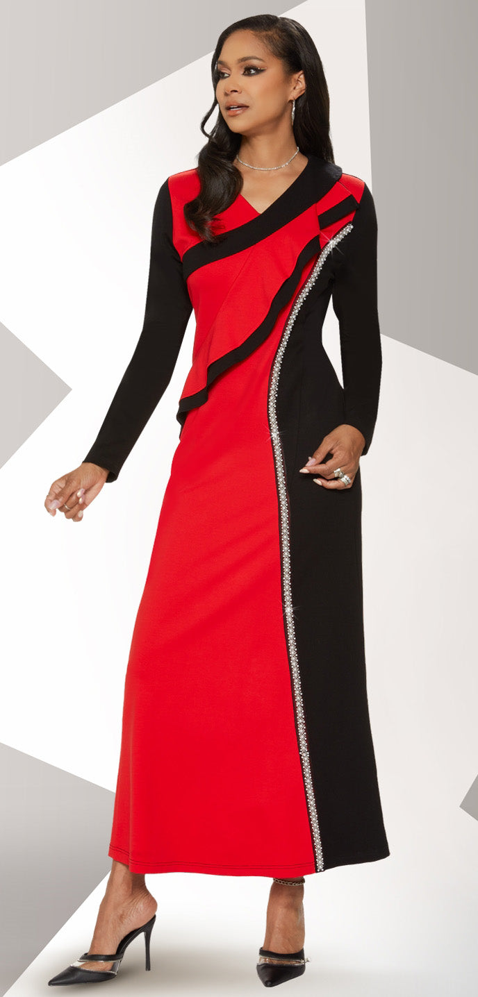 Love The Queen Dress 17486C-Red/Black - Church Suits For Less