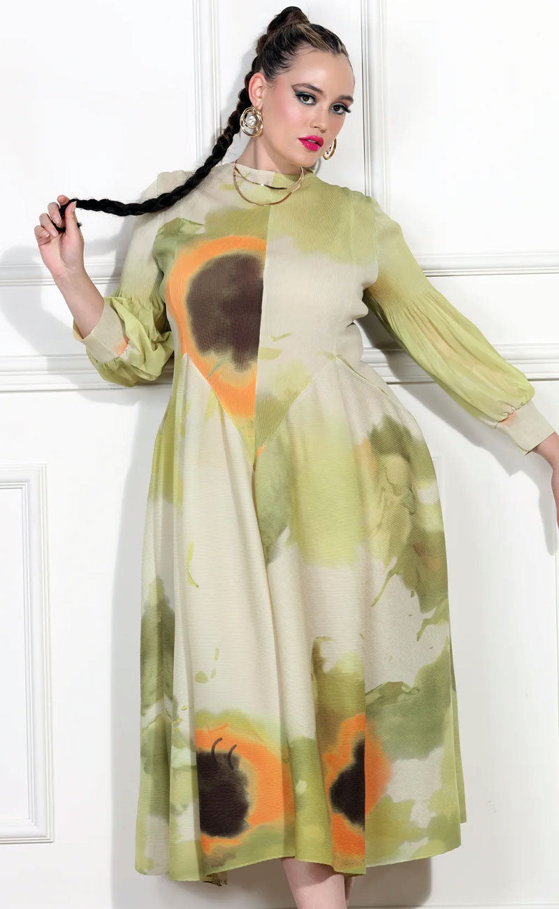 Luxe Moda Dress LM400-Sage Print