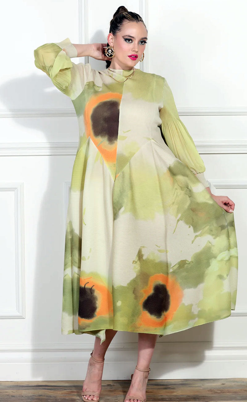 Luxe Moda Dress LM400-Sage Print