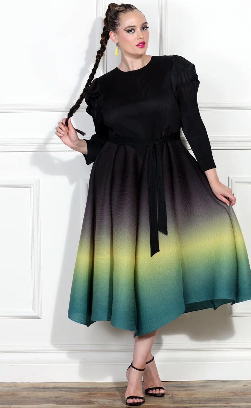 Luxe Moda Dress LM401-Black/Multi