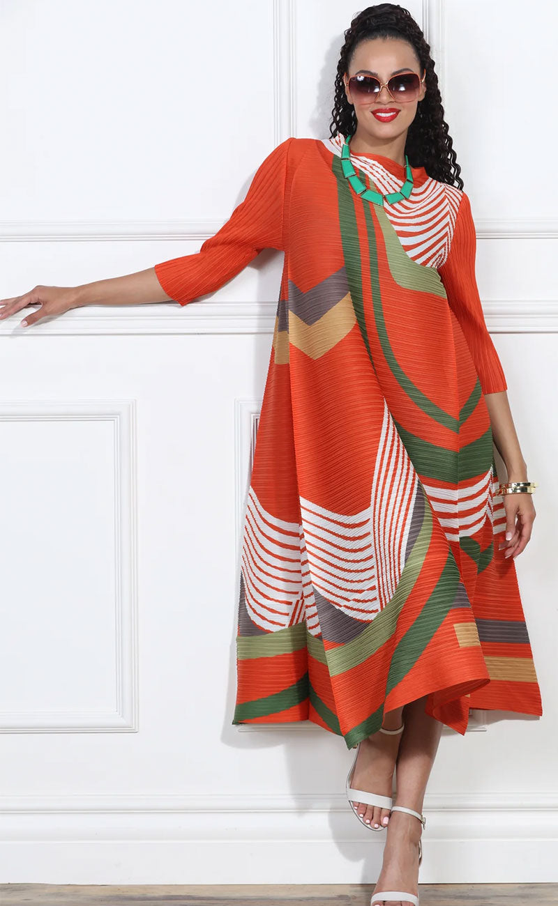 Luxe Moda Dress LM402-Orange Multi