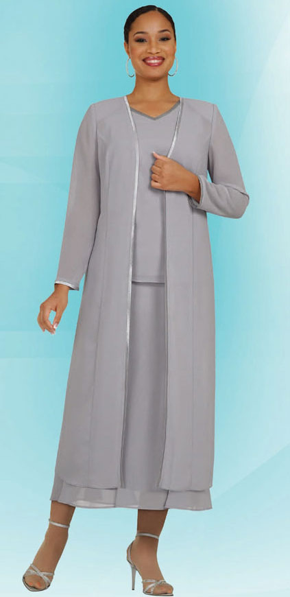 Misty Lane Skirt Suit Suit 13061-Silver - Church Suits For Less