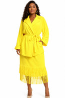 Modern Pleat Fringe Skirt Suit 83022
