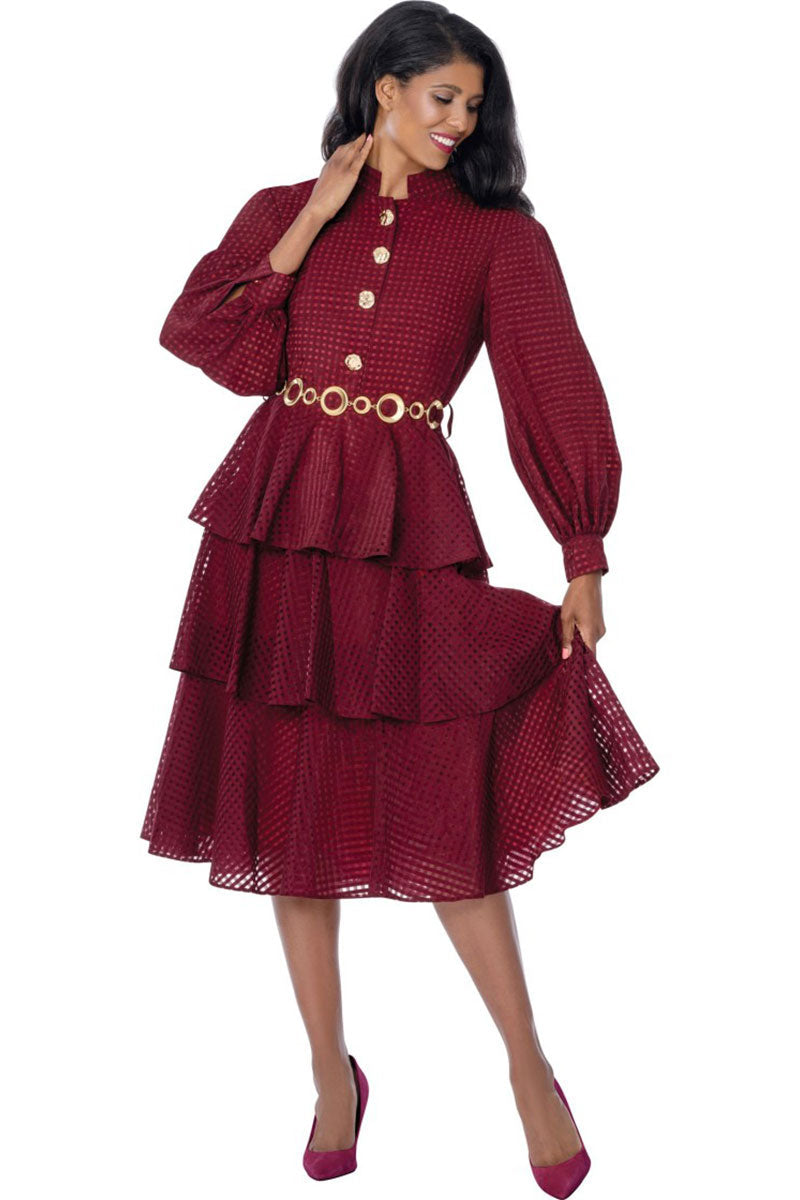 burgundy church dress by Nubiano 101231 Ben Marc International Spring 2025Independence Day Roxy After The Beach Size:12P
