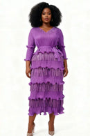 Fringe Pleated Midi Dress-93011