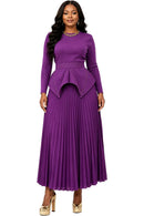 For Her By Tally Taylor Pleated Skirt Set – 83455 Purple