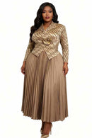 Pleated Skirt Suit 83008-Brown Multi