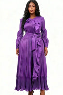 Ruffle Pleated Midi Dress 83014