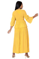 Sleeve Pleated Pantset 82909-Mustard