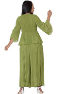 Sleeve Pleated Pantset 82909-Olive