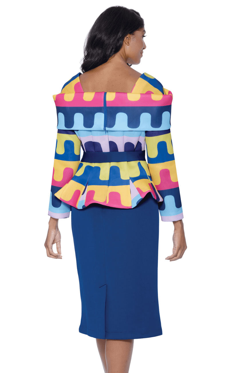 Stellar Looks Skirt Suit 1902-Royal - Church Suits For Less