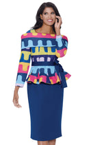 Stellar Looks Skirt Suit 1902-Royal - Church Suits For Less