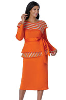 Women Church Suit 600672-Orange/Silver