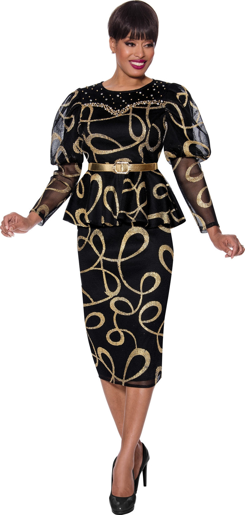 Black and gold womens clearance church suits