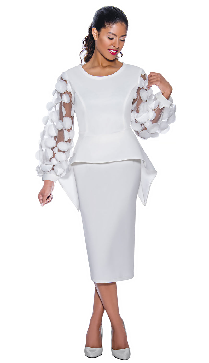 Stellar Looks Skirt Suit 1012-White