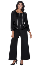 Stellar Looks Pant Suit 600472-Black - Church Suits For Less