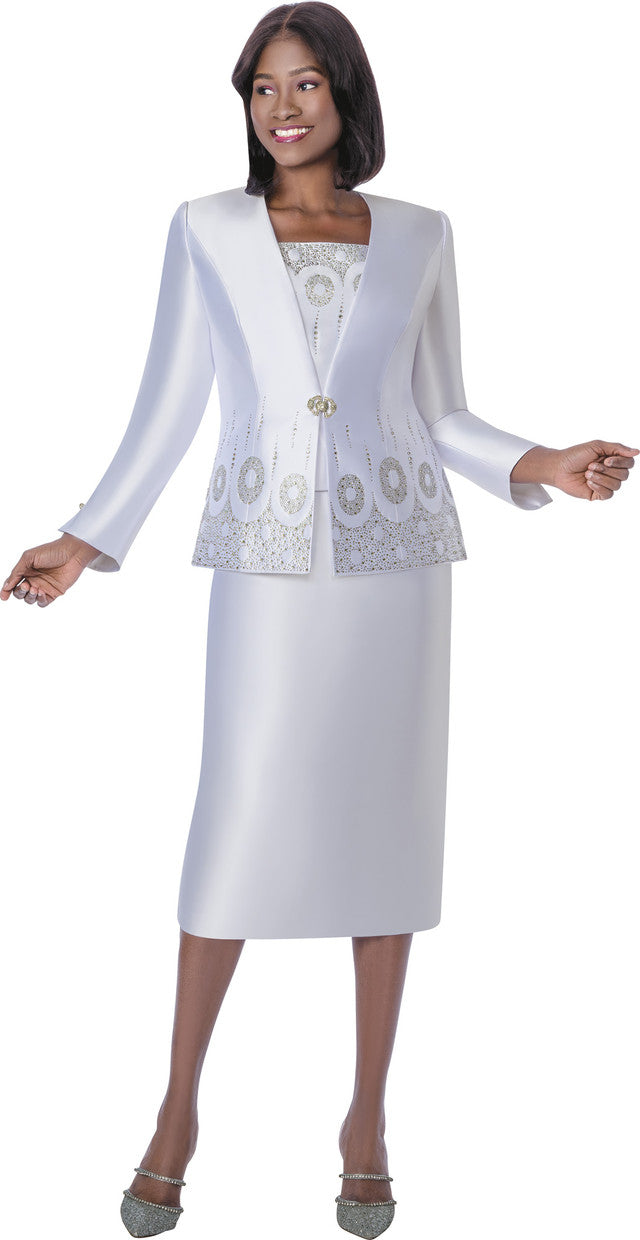 Susanna Church Suit 3042-White - Church Suits For Less