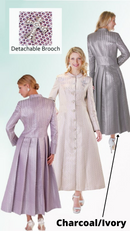 Tally Taylor Church Robe 4500C-Charcoal/Ivory - Church Suits For Less
