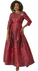 Tally Taylor Church Dress 4497C-Fire Red/Navy - Church Suits For Less