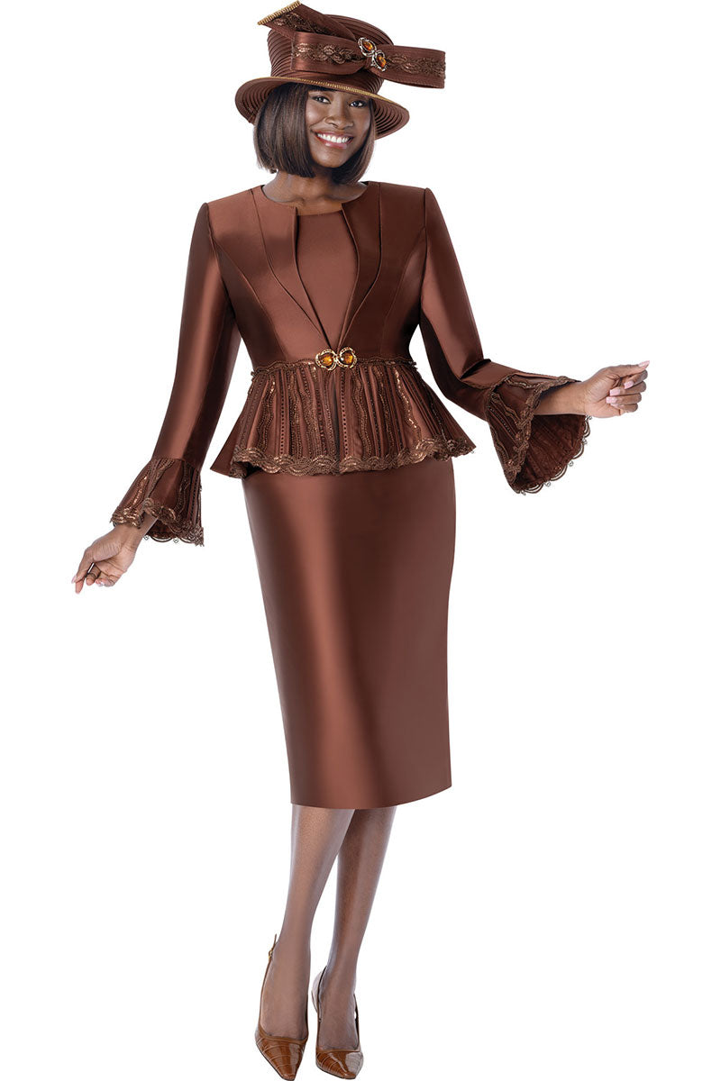 brown church dress Terramina Suits USA | Women's Suits accented with a crystal upload-20240228 Color:Classic Blue Arromic Women's Wedge Pumps Midi dresses