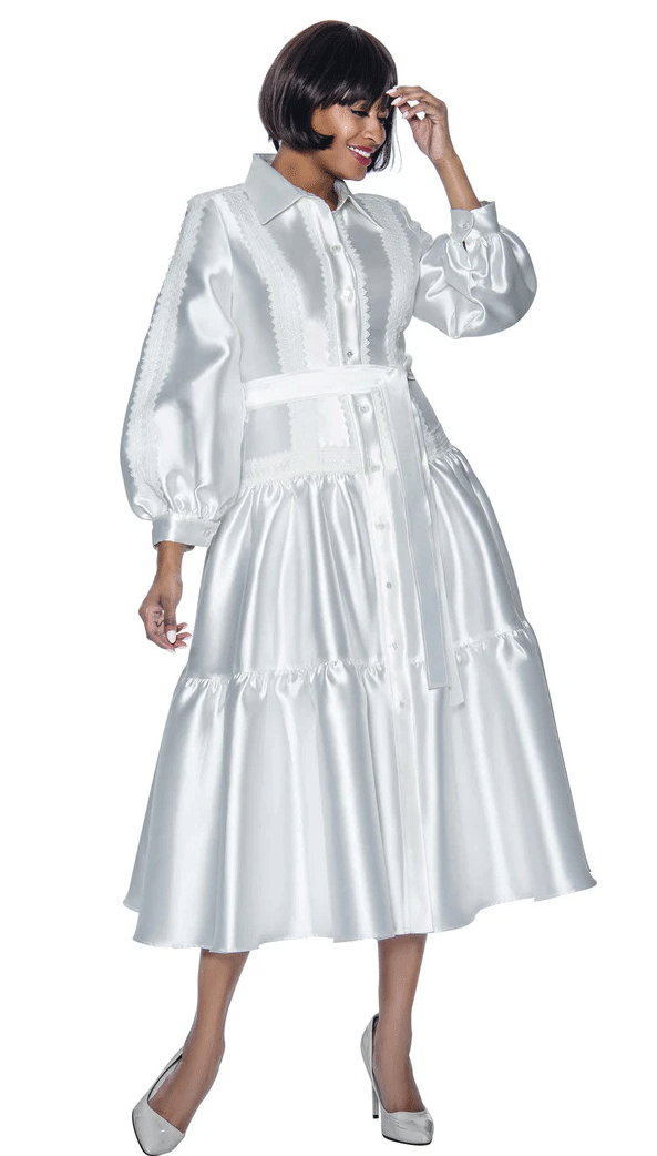 Terramina Church Dress 7029C-White - Church Suits For Less