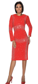 Terramina Church Dress 7066C-Red - Church Suits For Less