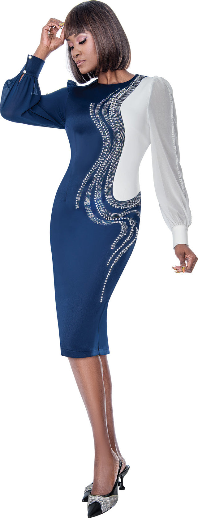 Terramina Church Dress 7159-Navy - Church Suits For Less