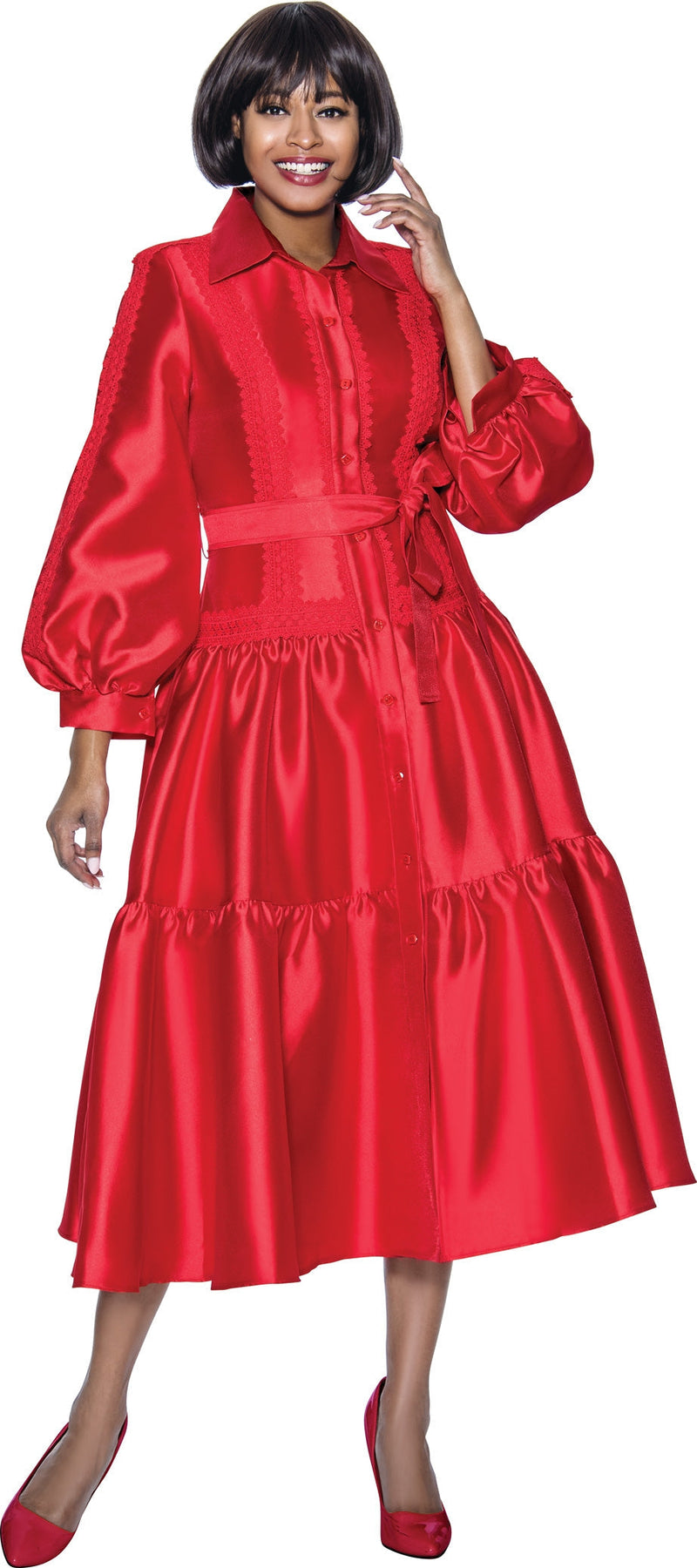 Terramina Church Dress 7029C-Red - Church Suits For Less