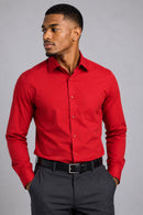 Slim Fit Cotton Dress Shirt S-S100-Red