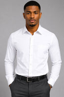 Slim Fit Cotton Dress Shirt S-S100-White
