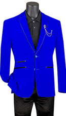 Men Slim Fit Sport Jacket BS-02C-Royal Blue - Church Suits For Less