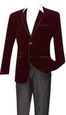 Men Slim Fit Sport Jacket BS-02-Wine - Church Suits For Less