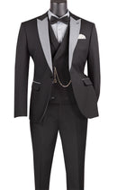 Slim Fit Men Suit SV2K-5-Black - Church Suits For Less