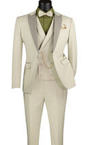 Slim Fit Men Suit SV2K-5-Ecru - Church Suits For Less