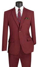 Slim Fit Men Suit S-2PP-Burgundy - Church Suits For Less