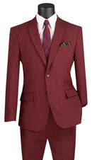 Slim Fit Men Suit S-2PPC-Burgundy - Church Suits For Less