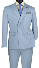 Double Breasted Slim Fit Men Suit SDB-1 Ice Blue