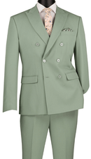 Double Breasted Slim Fit Men Suit SDB-1 Sage
