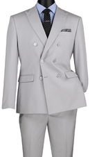 Double Breasted Slim Fit Men Suit SDB-1 Silver