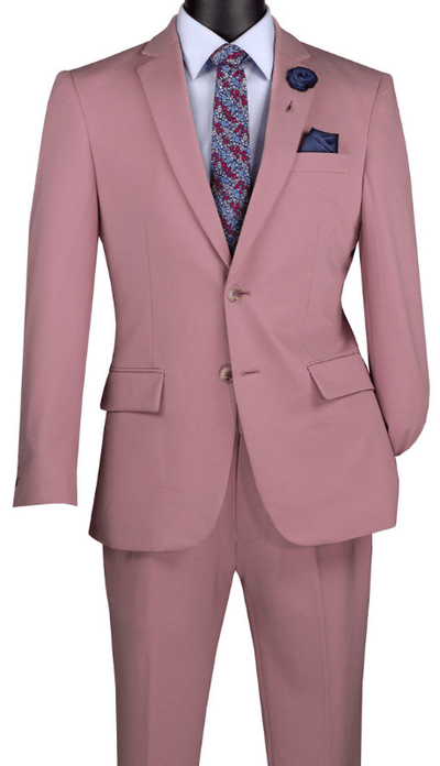 VINCI Men's Modern Fit 3-Piece Suit – Purple, Peak Lapel, Adjustable Waist