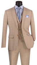 Slim Fit Men Suit SV2W-6-Beige - Church Suits For Less