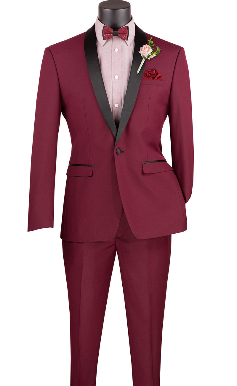 Men Tuxedo T-SS-Burgundy - Church Suits For Less