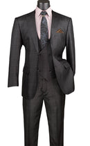 Classic Fit Men Suit V2RW-7 Black - Church Suits For Less