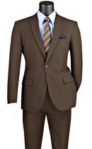 Slim Fit Men Suit S-2PP-Brown - Church Suits For Less