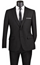 Slim Fit Men Suit S-2PP-Black - Church Suits For Less