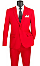 Slim Fit Men Suit S-2PP-Red - Church Suits For Less