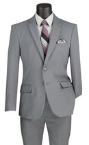Slim Fit Men Suit S-2PP-Medium Grey - Church Suits For Less