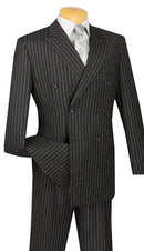 Double Breasted Men Suit DSS-4C-Black - Church Suits For Less