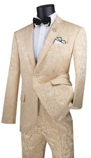 Slim Fit Men Suit S2F-1-Beige - Church Suits For Less