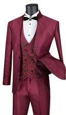 Slim Fit Men Suit SV2HT-2C-Burgundy - Church Suits For Less